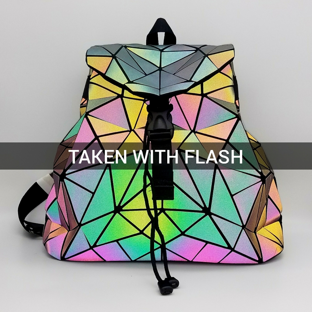 🍭 Reflective Geometry Large Fashion Backpack - Picture 4 of 5